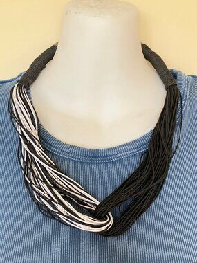 Naya Multi-String Necklace Black & White Yin Yang Loop NWT Statement Jewelry